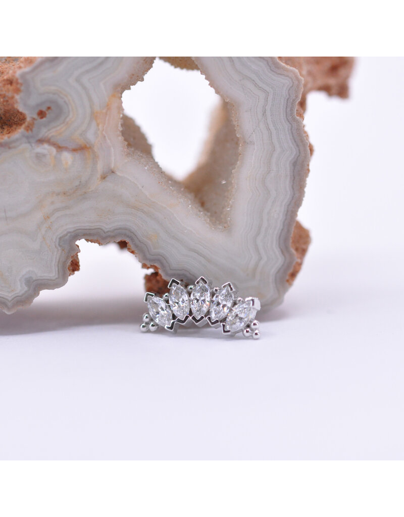 BVLA 5 Gem Marquise Panaraya with CZ in 14k  Gold 16g Threaded Ends by BVLA!