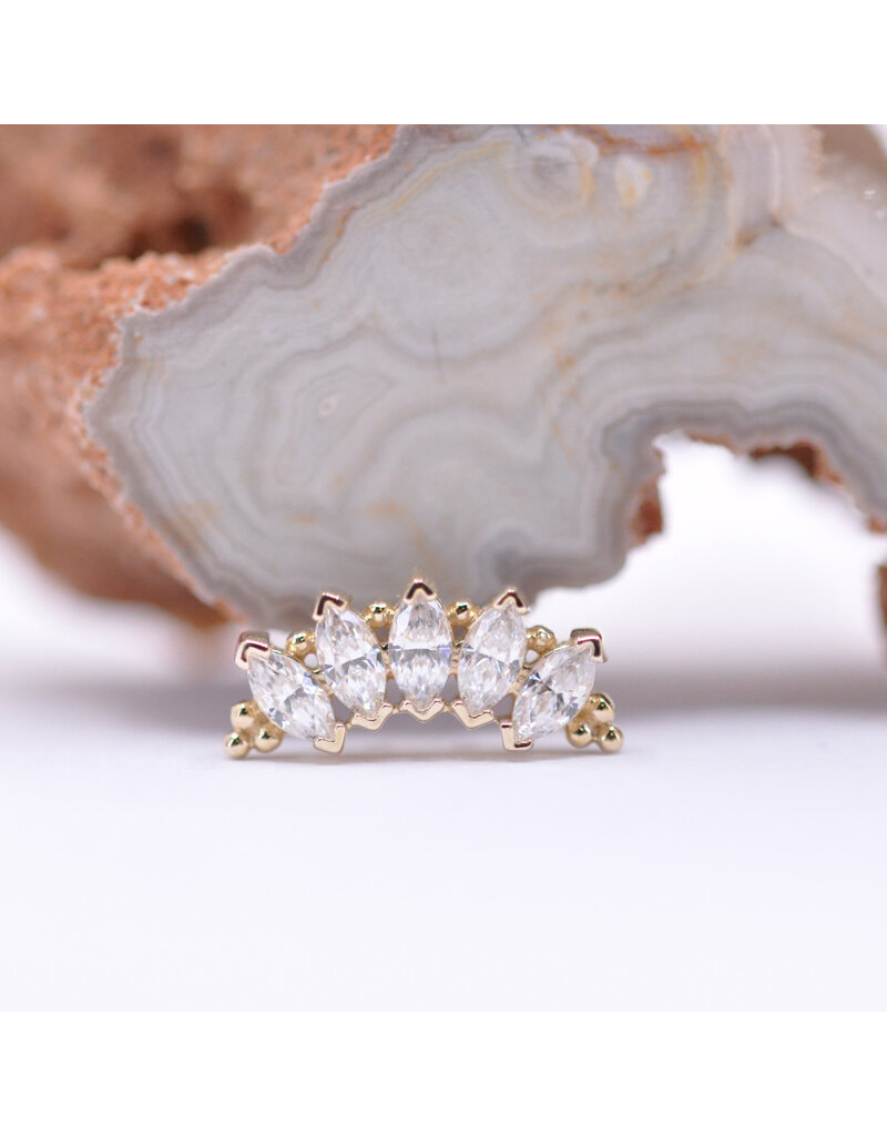BVLA 5 Gem Marquise Panaraya with CZ in 14k  Gold 16g Threaded Ends by BVLA!