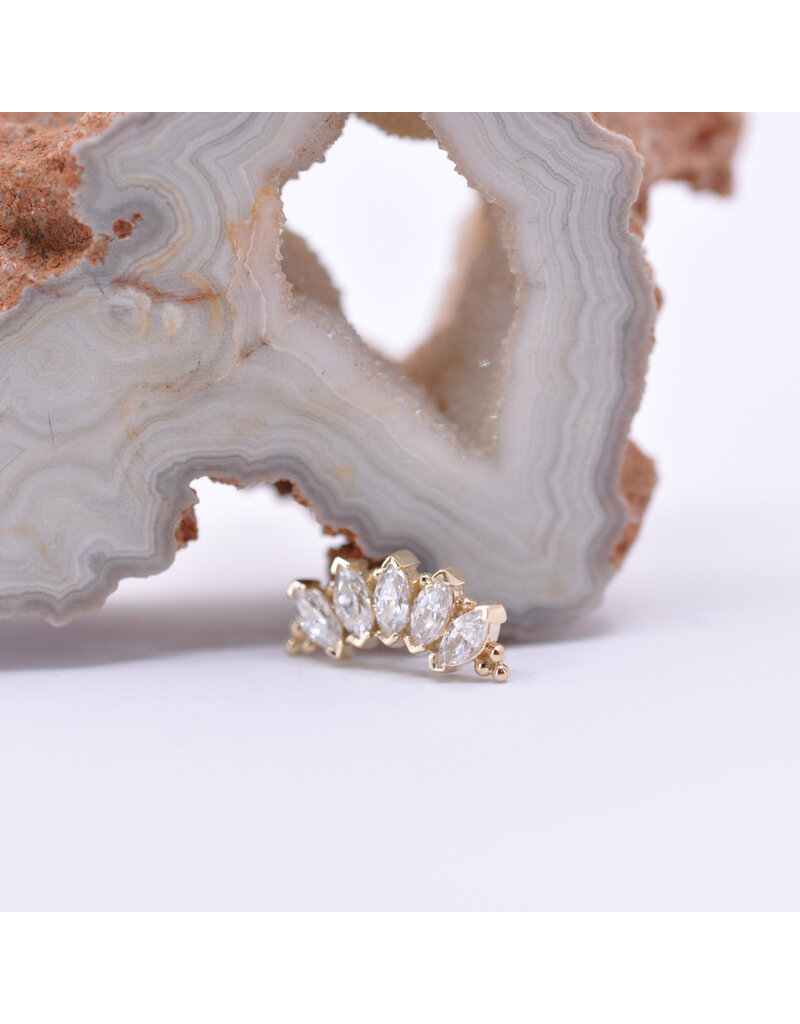 BVLA 5 Gem Marquise Panaraya with CZ in 14k  Gold 16g Threaded Ends by BVLA!