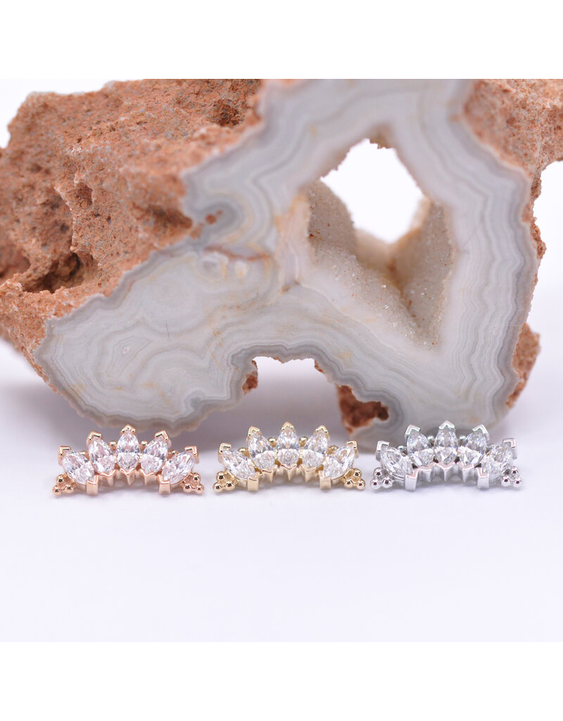 BVLA 5 Gem Marquise Panaraya with CZ in 14k  Gold 16g Threaded Ends by BVLA!