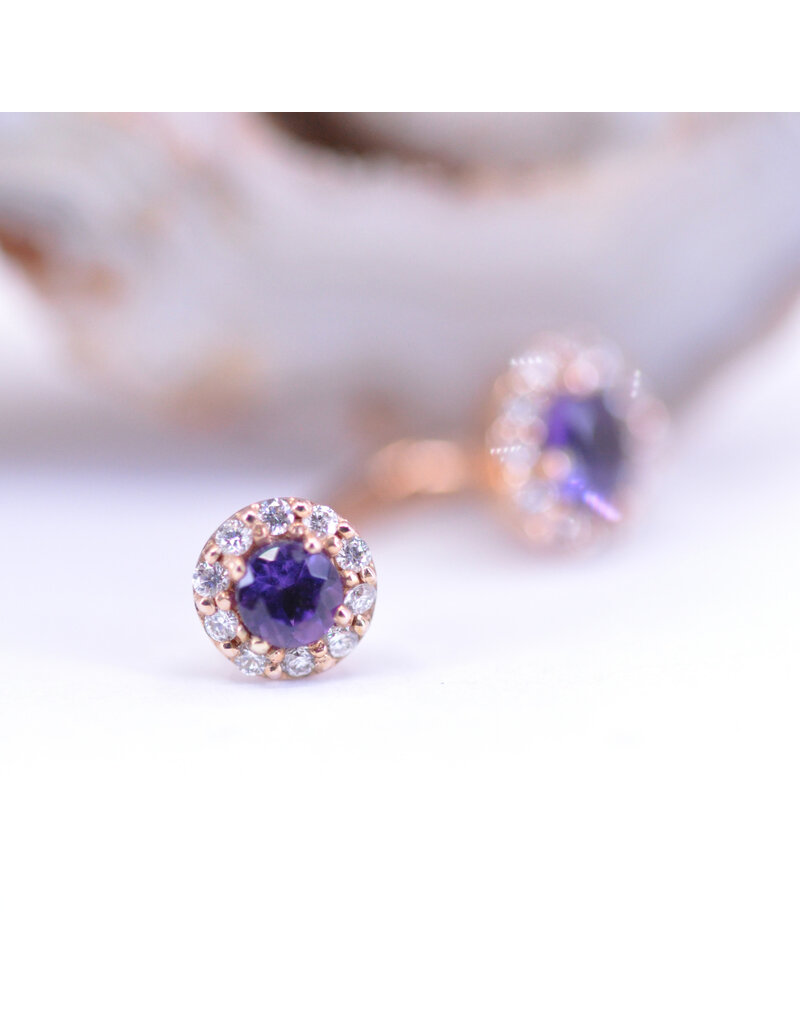 BVLA 14g 7/16" Stravinsky with Amethyst & Genuine Diamonds in 14k Rose Gold Navel J Curve by BVLA!