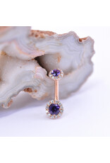 BVLA 14g 7/16" Stravinsky with Amethyst & Genuine Diamonds in 14k Rose Gold Navel J Curve by BVLA!