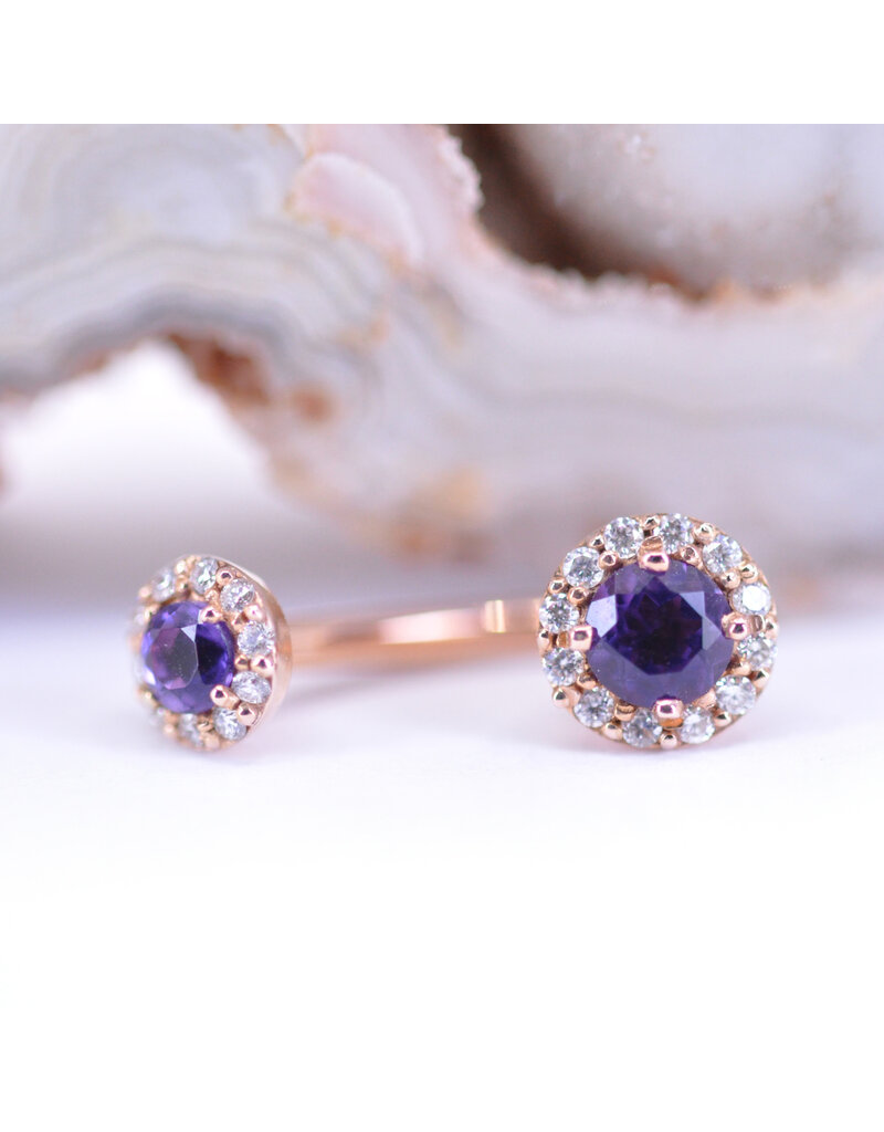 BVLA 14g 7/16" Stravinsky with Amethyst & Genuine Diamonds in 14k Rose Gold Navel J Curve by BVLA!