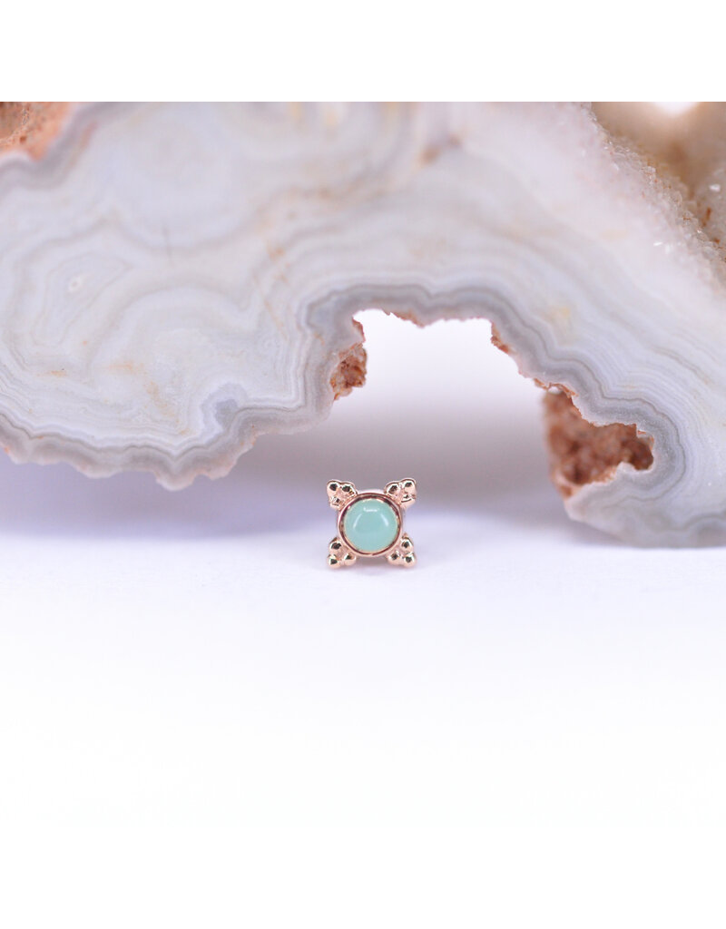 BVLA 5mm Mini Kandy with Chrysoprase Cabochon in 14k Rose Gold Threadless Ends by BVLA!