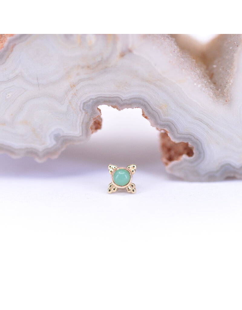 BVLA 5mm Mini Kandy with Chrysoprase Cabochon in 14k Yellow Gold Threadless Ends by BVLA!