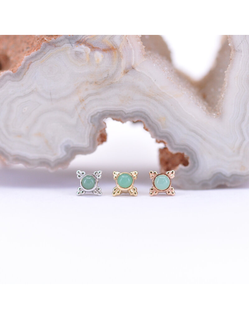 BVLA 5mm Mini Kandy with Chrysoprase in 14k White Gold Threadless Ends by BVLA!