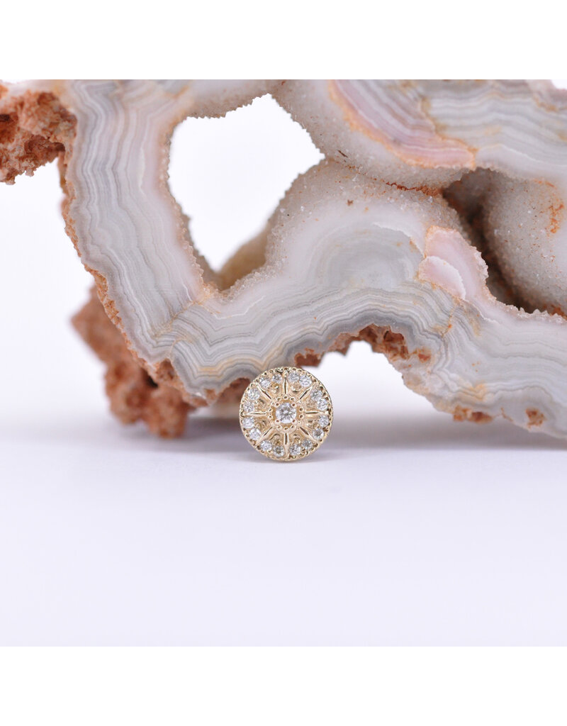 BVLA 7mm Compass with Genuine VS Diamonds in 14k Gold 16g Threaded Ends by BVLA!