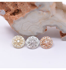 BVLA Compass Diamond 14k Gold 16g Threaded Ends