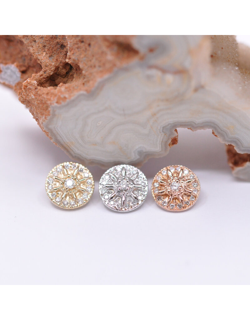 BVLA 7mm Compass with Genuine VS Diamonds in 14k Gold 16g Threaded Ends by BVLA!