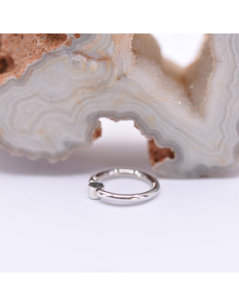 BVLA 16g 5/16" Fixed Bezel Seam Ring with 2mm Grey CZ in 14k White Gold