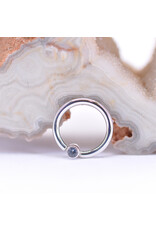 BVLA 16g 5/16" Fixed Bezel Seam Ring with 2mm Grey CZ in 14k White Gold