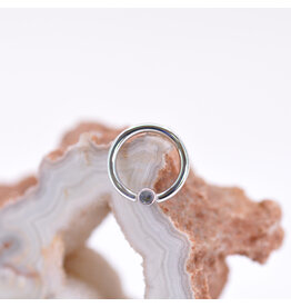 BVLA Grey CZ White Gold 16g 5/16" Fixed Bezel Seam Ring