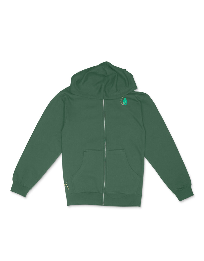Logo Font Skull and Gems Zip Up Hoodies - Alpine Green
