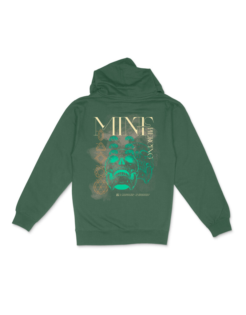 Logo Font Skull and Gems Zip Up Hoodies - Alpine Green