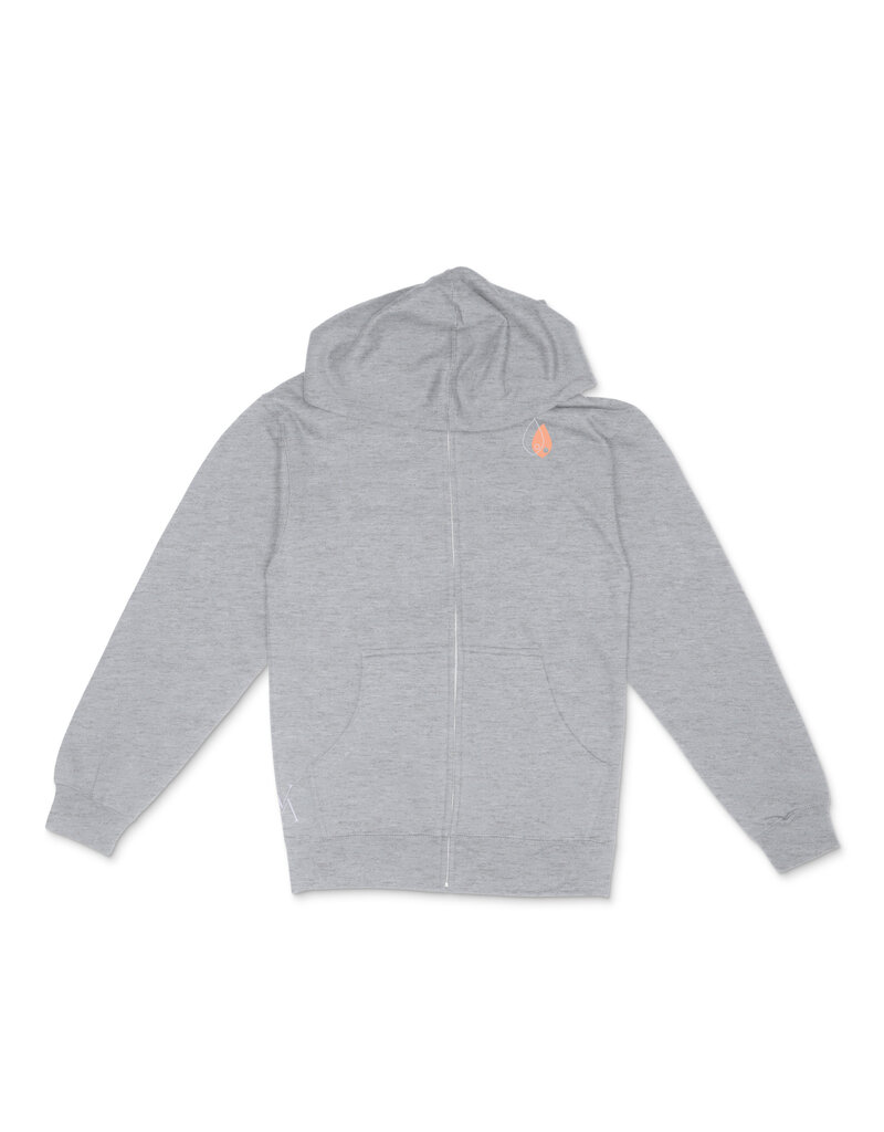 Logo Font Skull and Gems Zip Up Hoodies - Grey