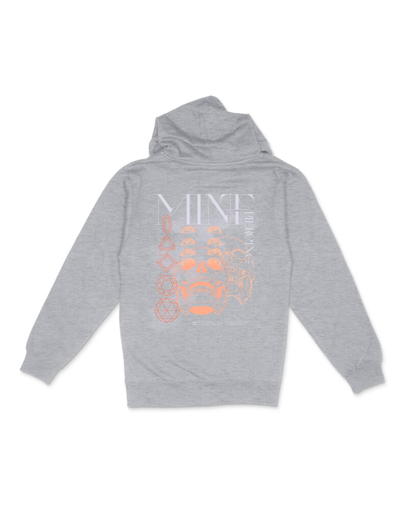 Logo Font Skull and Gems Zip Up Hoodies - Grey