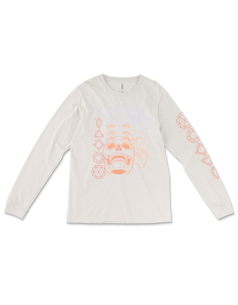 Logo Font Skull and Gems Long Sleeve Tee