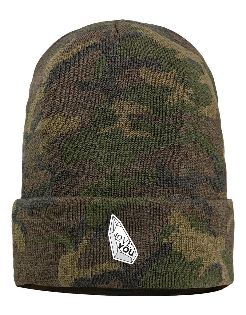 Love You 12” Cuffed Beanie - Green Camo