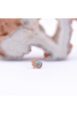 junipurr Blue Hamsa with Blue Opal Cabochon in 14k Rose Gold Threadless End by Junipurr