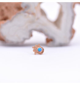 junipurr Blue Hamsa Opal Rose Gold Threadless End