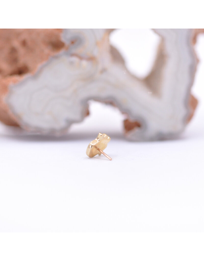 junipurr Blue Hamsa with Blue Opal Cabochon in 14k Yellow Gold Threadless End by Junipurr