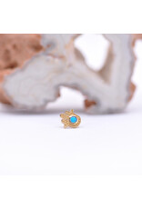 junipurr Blue Hamsa with Blue Opal Cabochon in 14k Yellow Gold Threadless End by Junipurr