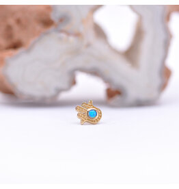 junipurr Blue Hamsa Opal Yellow Gold Threadless End