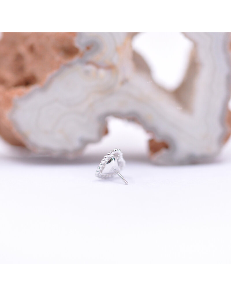 junipurr My Beading Heart with CZ in 14k White Gold Threadless End by Junipurr