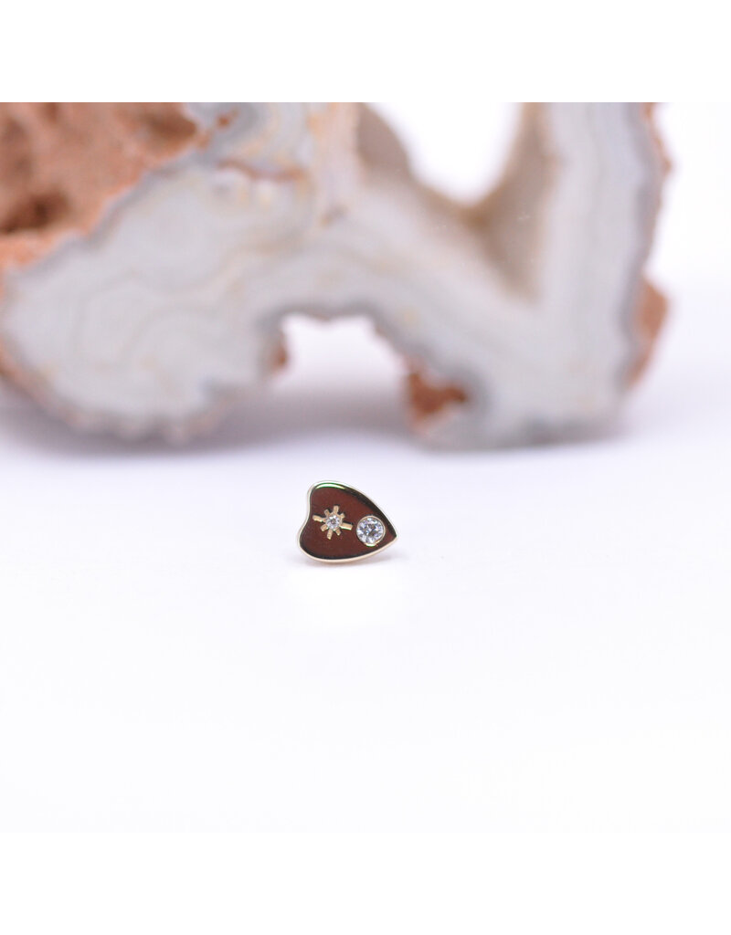 junipurr Planchette with CZ in 14k Yellow Gold Threadless End by Junipurr