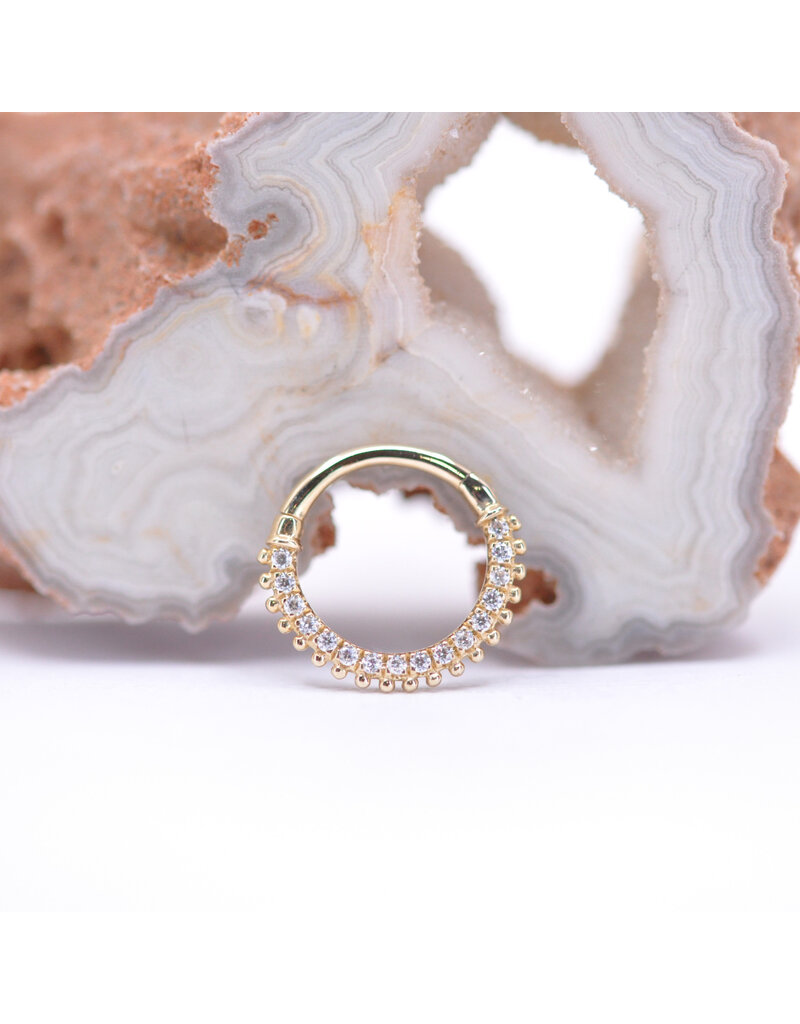 junipurr 16g 11/32" Mimi Clicker Ring with CZ in 14k Yellow Gold by Junipurr