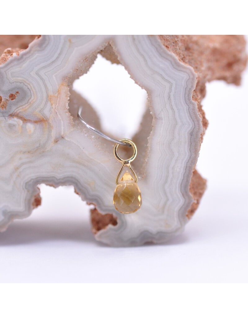 Diablo Organics Genuine Citrine Briolette 11x4mm Charm in 18k Yellow Gold by Golden Arowana