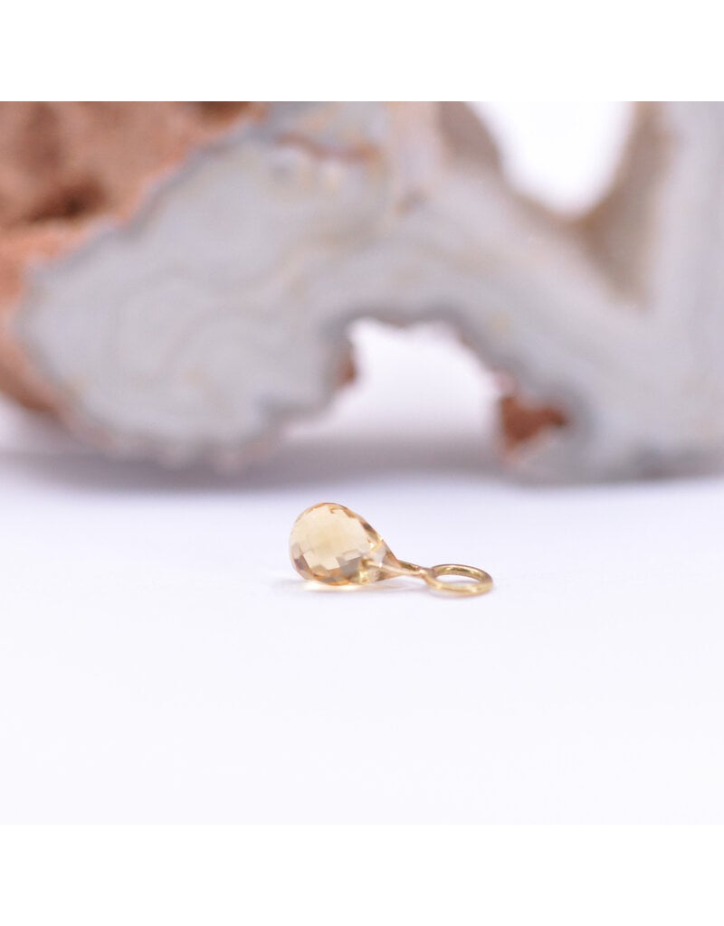 Diablo Organics Genuine Citrine Briolette 11x4mm Charm in 18k Yellow Gold by Golden Arowana