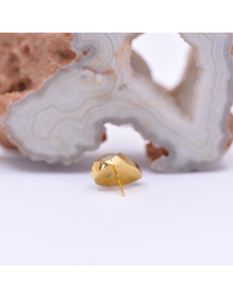 Diablo Organics 10x6mm Abstract Pear Prong with Rutilated Quartz Cabochon in 18k Yellow Gold Threadless End by Golden Arowana