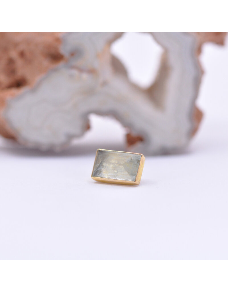 Diablo Organics 10x6mm Rectangle Bezel with Faceted Quartz in 18k Yellow Gold Threadless End by Golden Arowana