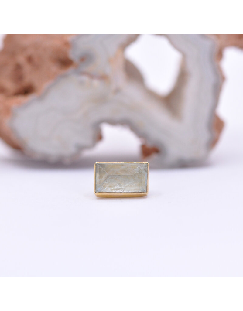 Diablo Organics 10x6mm Rectangle Bezel with Faceted Quartz in 18k Yellow Gold Threadless End by Golden Arowana