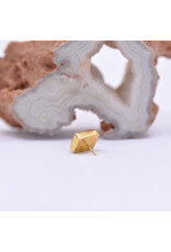 Diablo Organics 7x6mm Rectangle Bezel with Faceted Quartz in 18k Yellow Gold Threadless End by Golden Arowana