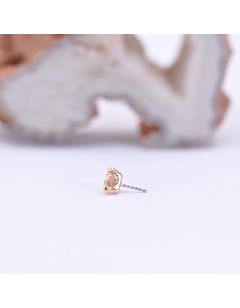 Anatometal Trillion Prong with Champagne CZ in 18k Rose Gold Threadless End by Anatometal