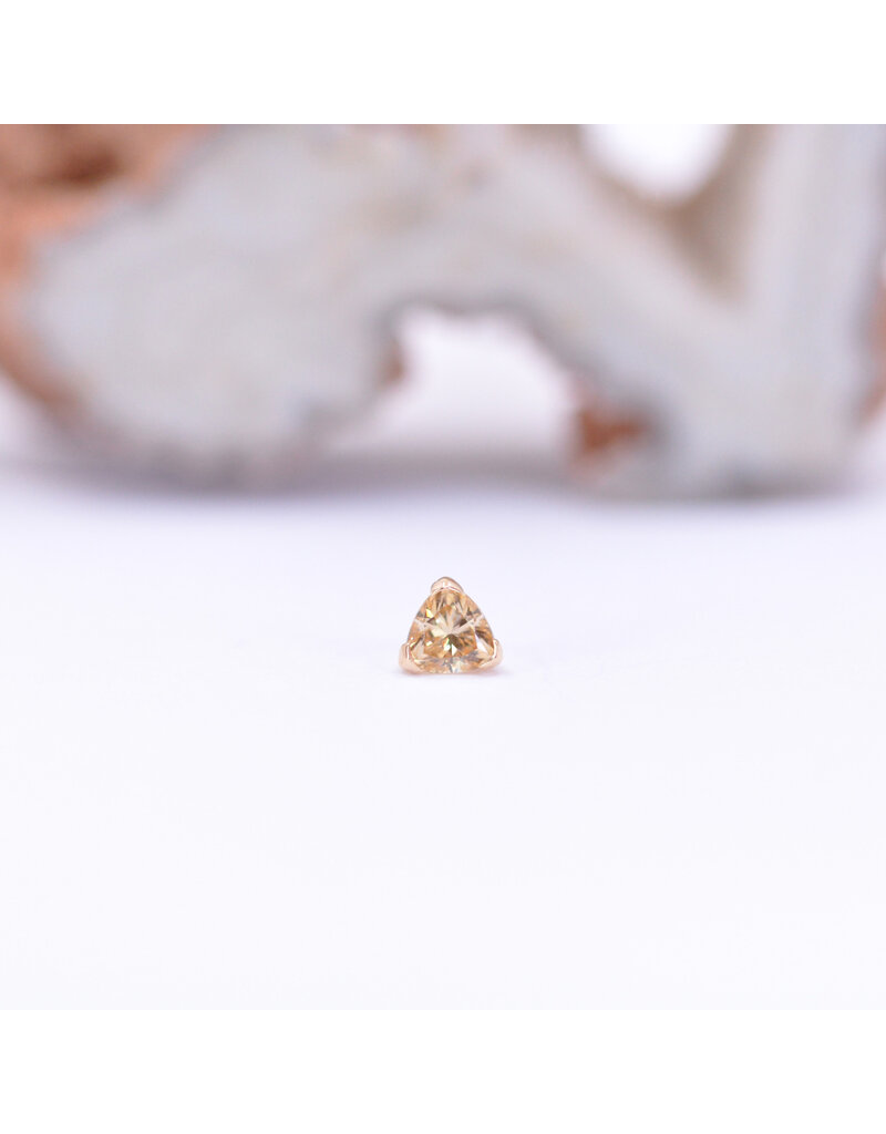 Anatometal Trillion Prong with Champagne CZ in 18k Rose Gold Threadless End by Anatometal
