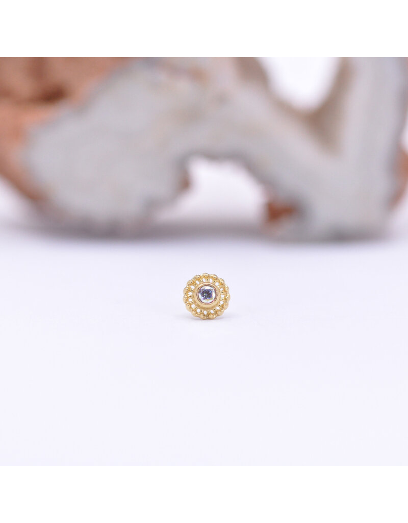 Anatometal Virtue with AB CZ in 18k Yellow Gold Threadless End by Anatometal