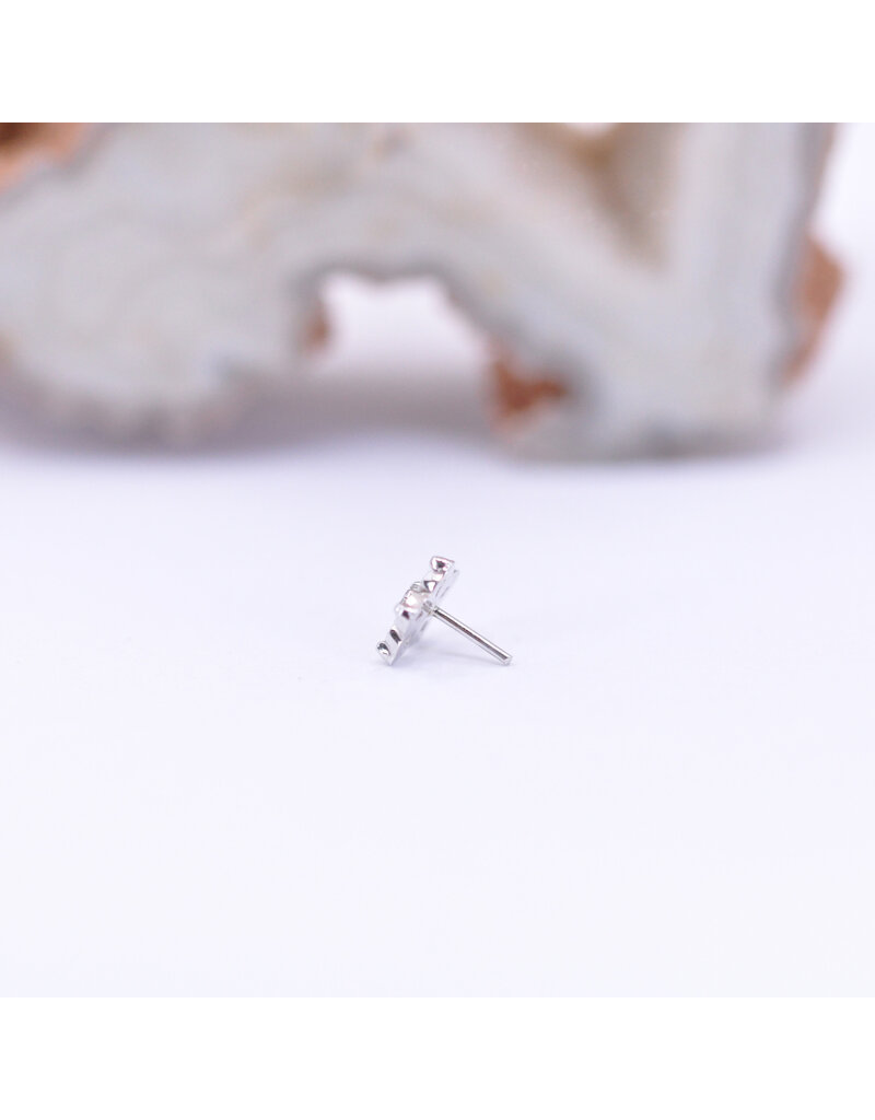Maya Jewelry Flourish with CZ in 14k White Gold Threadless End by Maya Jewelry