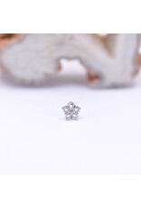 Maya Jewelry Flourish with CZ in 14k White Gold Threadless End by Maya Jewelry
