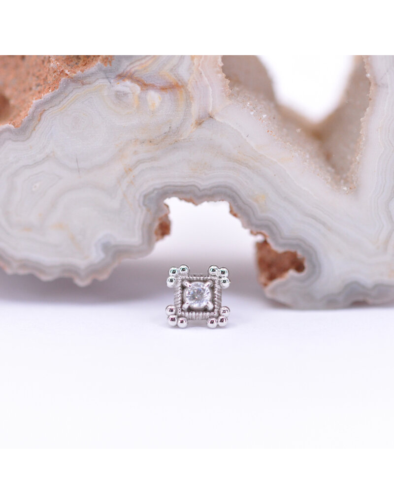 Maya Jewelry Grace with CZ in 14k White Gold Threadless End by Maya Jewelry