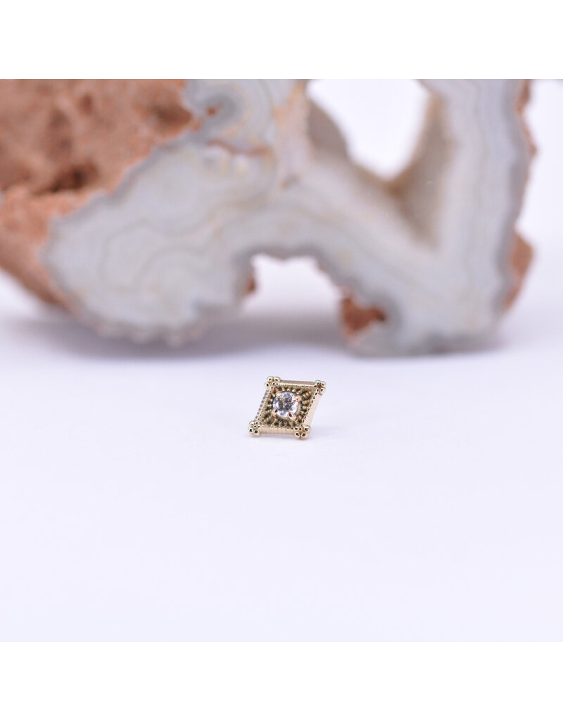 Maya Jewelry Lucidity with CZ in 14k Yellow Gold Threadless End by Maya Jewelry