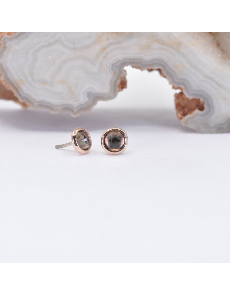 BVLA 3mm Cup with Rose Cut Smoky Quartz in 14k Rose Gold Threadless Ends by BVLA!