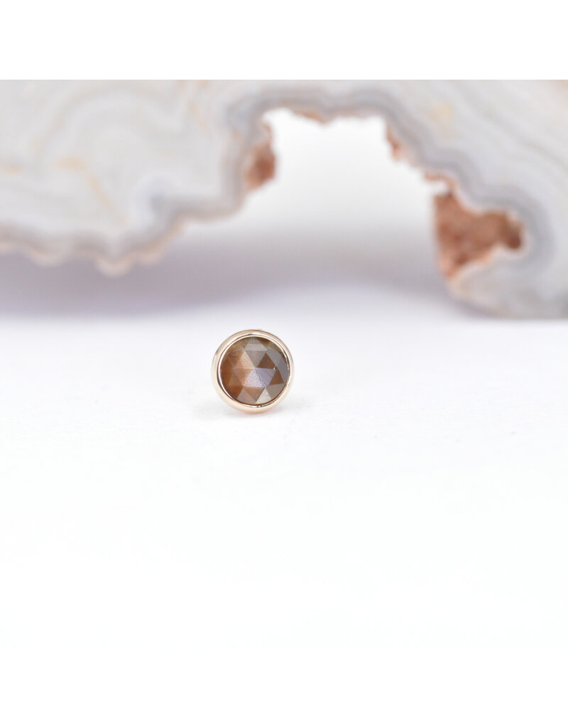 BVLA 3mm Cup with Faceted Zawadi Sapphire in 14k Yellow Gold Threadless Ends by BVLA!
