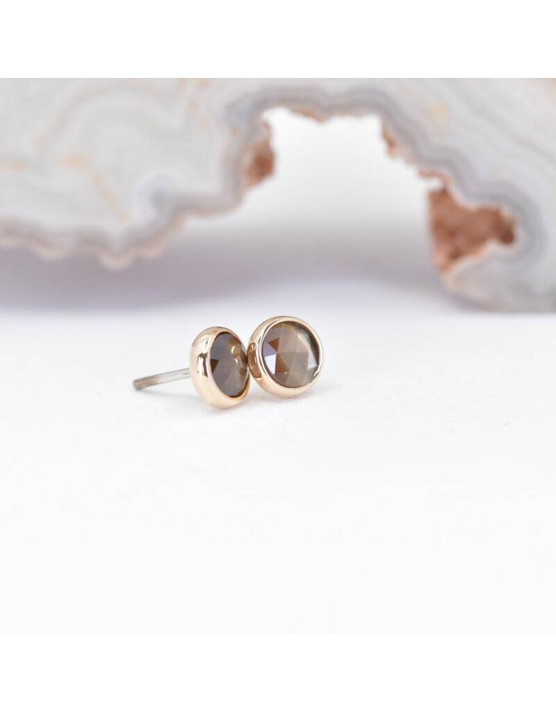 BVLA 3mm Cup with Faceted Zawadi Sapphire in 14k Yellow Gold Threadless Ends by BVLA!