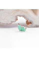 BVLA Left Facing French Kiss with Chrysoprase Cabochon in 14k White Gold 16g Threaded End by BVLA!