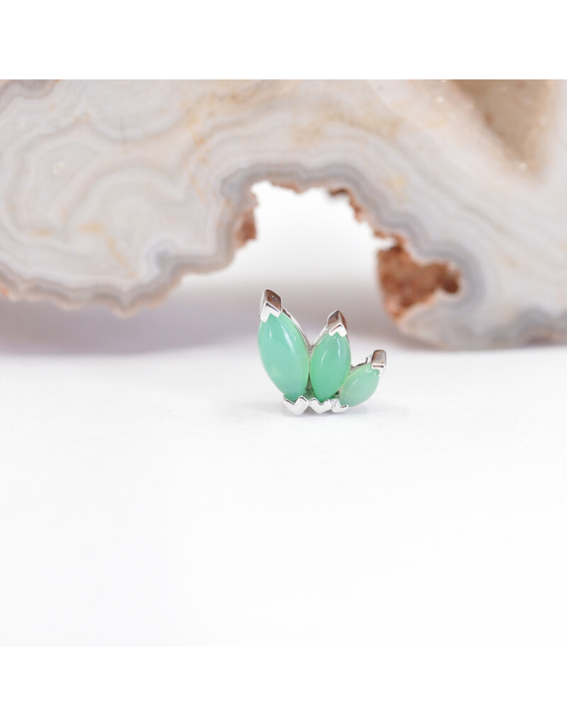 BVLA Left Facing French Kiss with Chrysoprase Cabochon in 14k White Gold 16g Threaded End by BVLA!