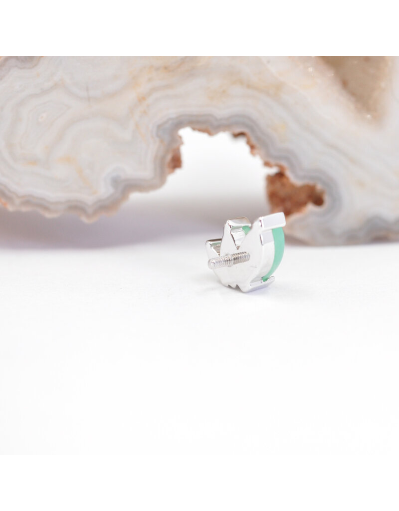 BVLA Left Facing French Kiss with Chrysoprase Cabochon in 14k White Gold 16g Threaded End by BVLA!