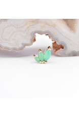 BVLA Right Facing French Kiss with Chrysoprase Cabochon in 14k Yellow Gold 16g Threaded End by BVLA!